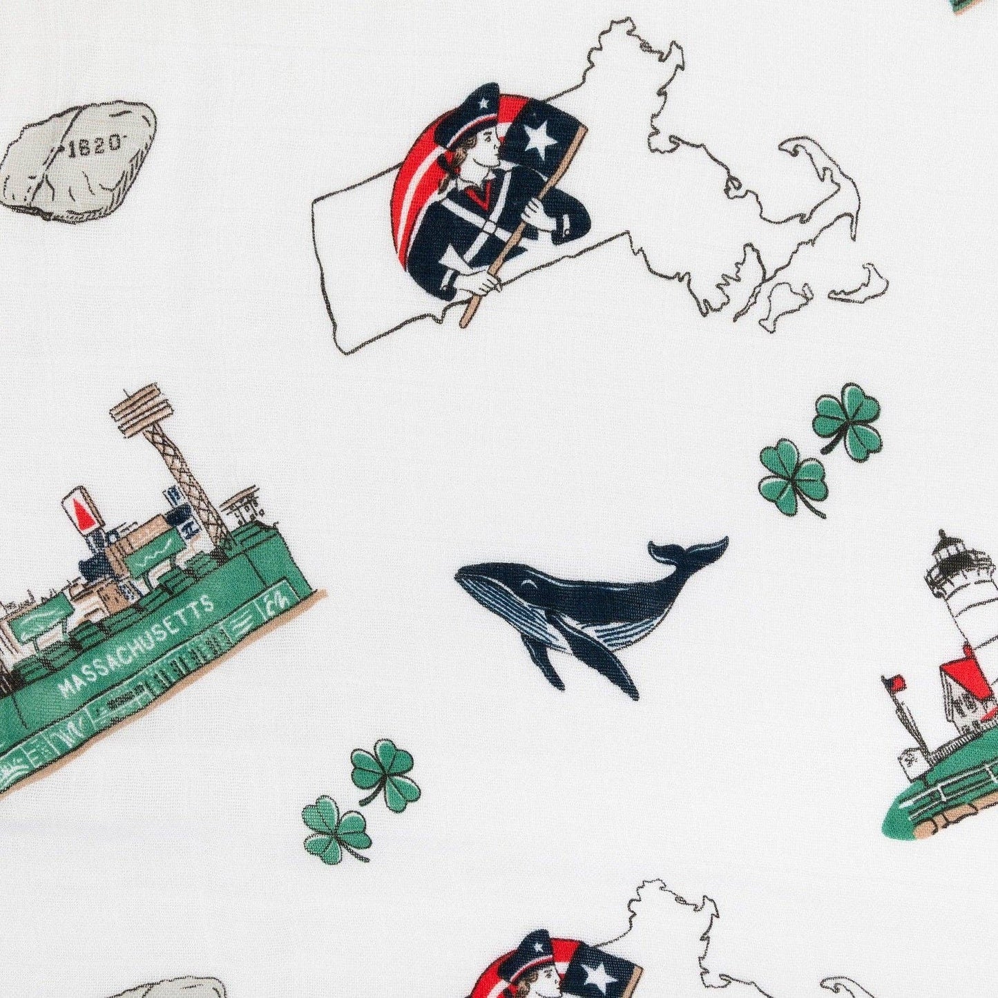 Little Hometown - Massachusetts Baby Muslin Swaddle Receiving Blanket