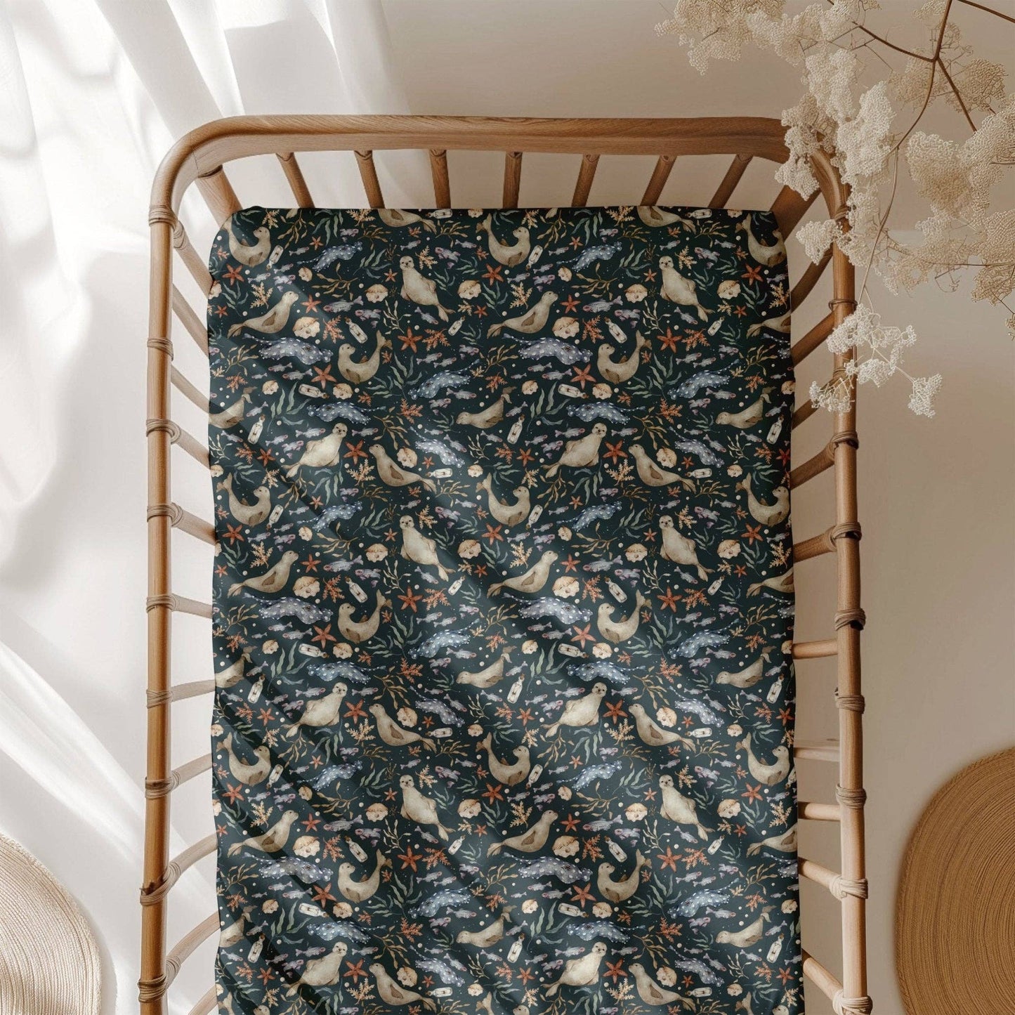 Jammie Session formerly Big Dreams Little Jammies - Waves & Whiskers Crib Sheet