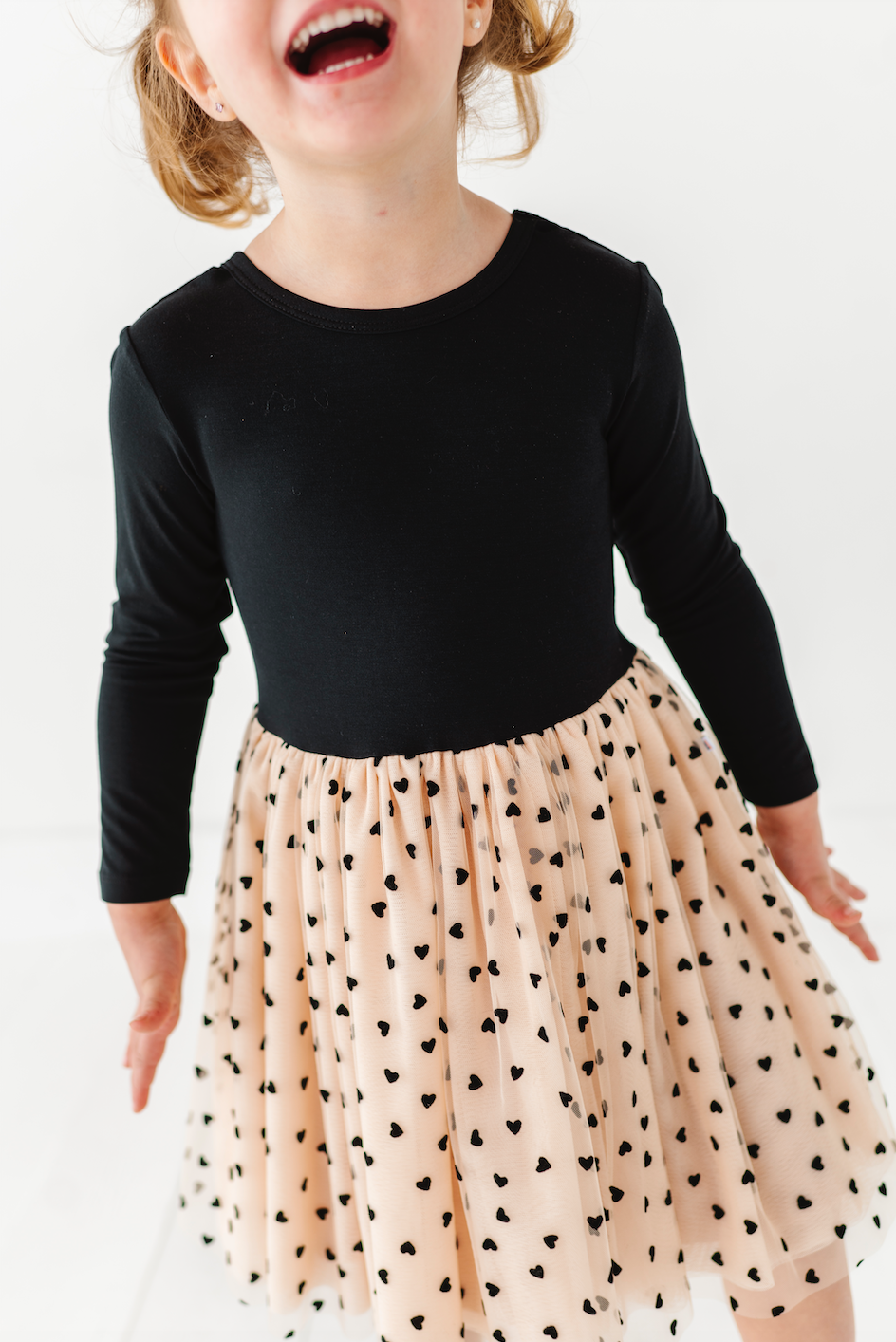 Bird & Bean® - Kids Velvet Heart Dress - Girls Tulle Holiday Dress - Margot