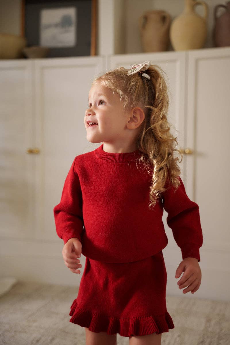 Atlas Grey - Knit Ruffle Skirt Set