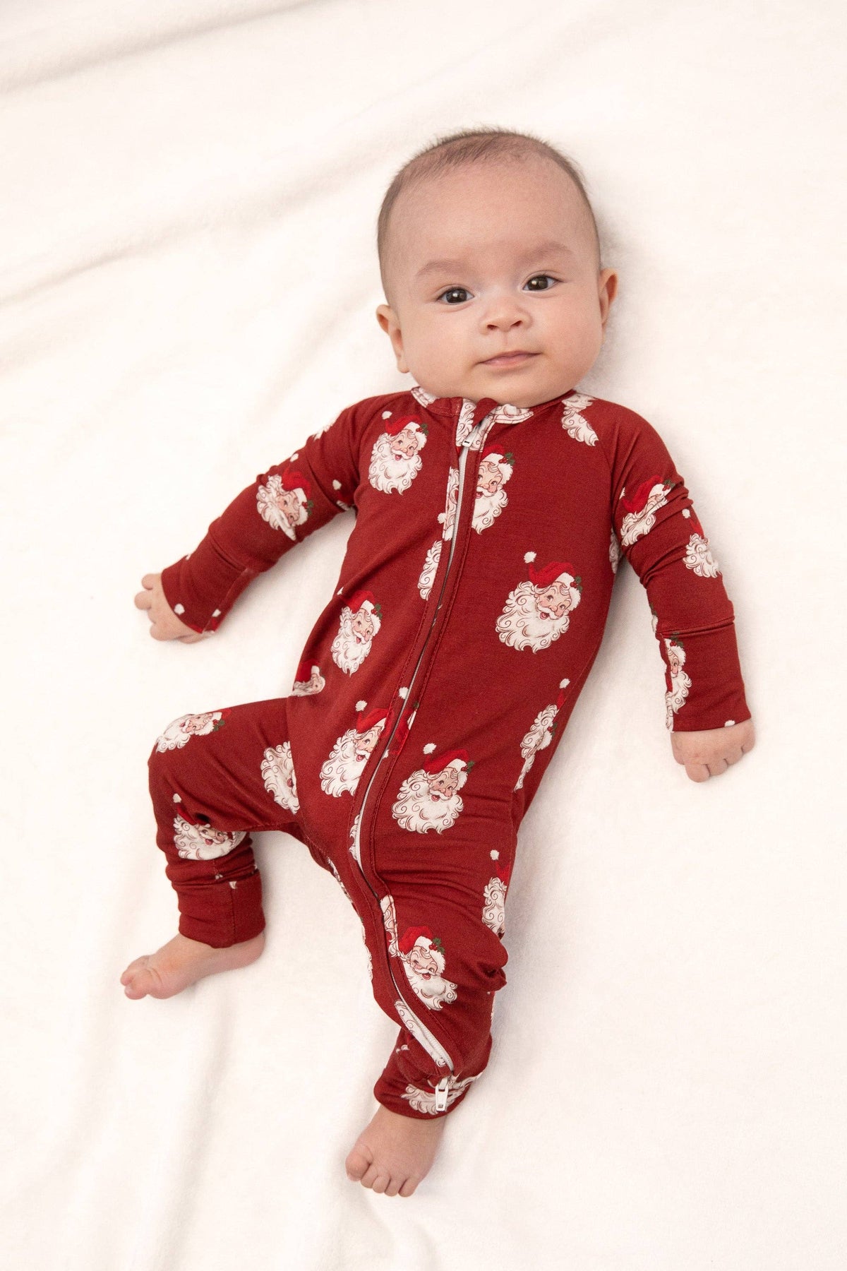Tiny toes Baby Co - Christmas Vintage Santa Baby Bamboo Zipper Romper