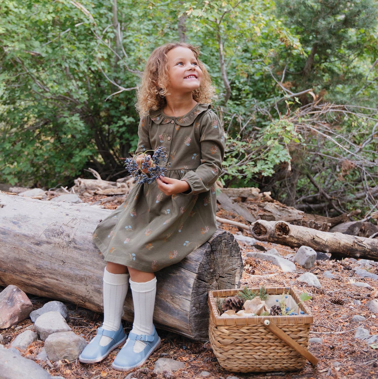 City Mouse Studio - Frill Collar Dress- Lichen Mushrooms