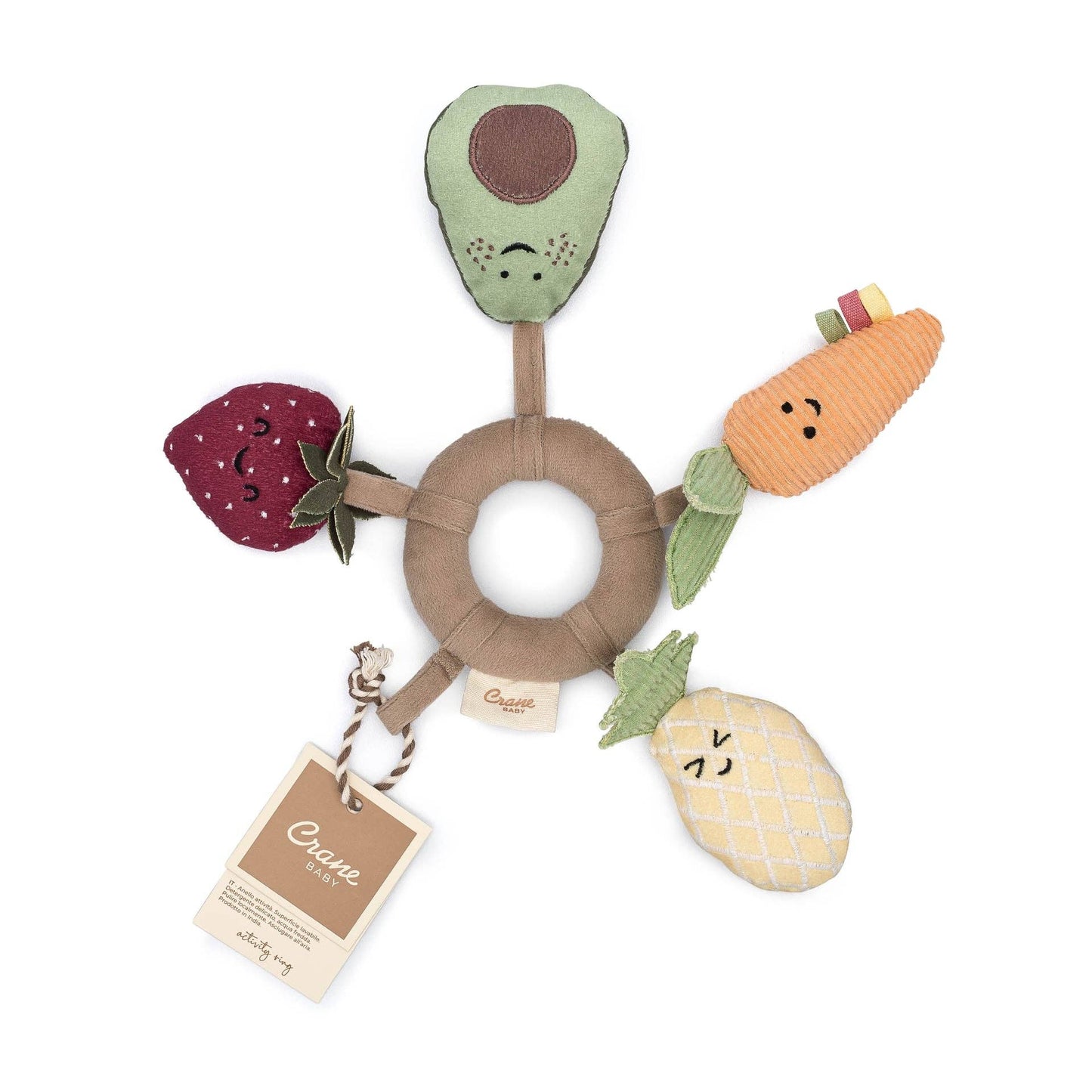 Crane Baby - Clementine Fruits & Veggies Soft Plush Activity Ring