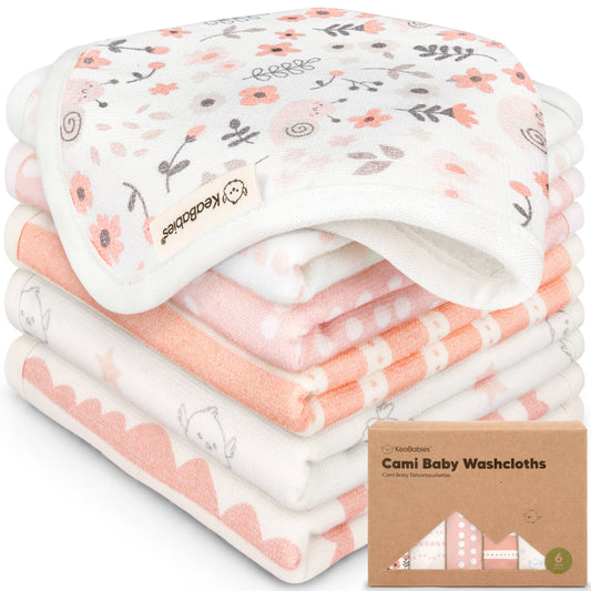 KeaBabies - 6-Pack Organic Cami Baby Washcloths for Face & Bath Towels