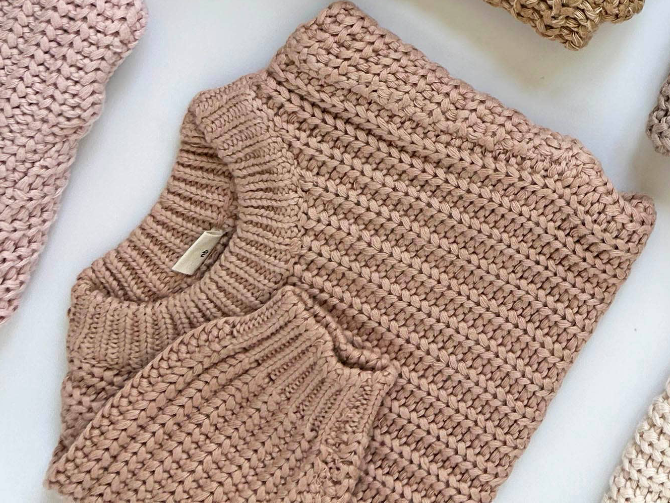 OLIVE & CRADLE - Baby Chunky Knit Braided Sweater