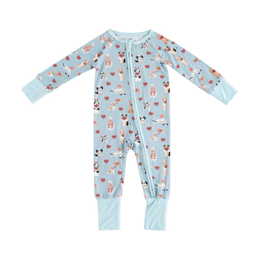 DreamLet - Pups & Kisses (Convertible Zip Footies) - Blue