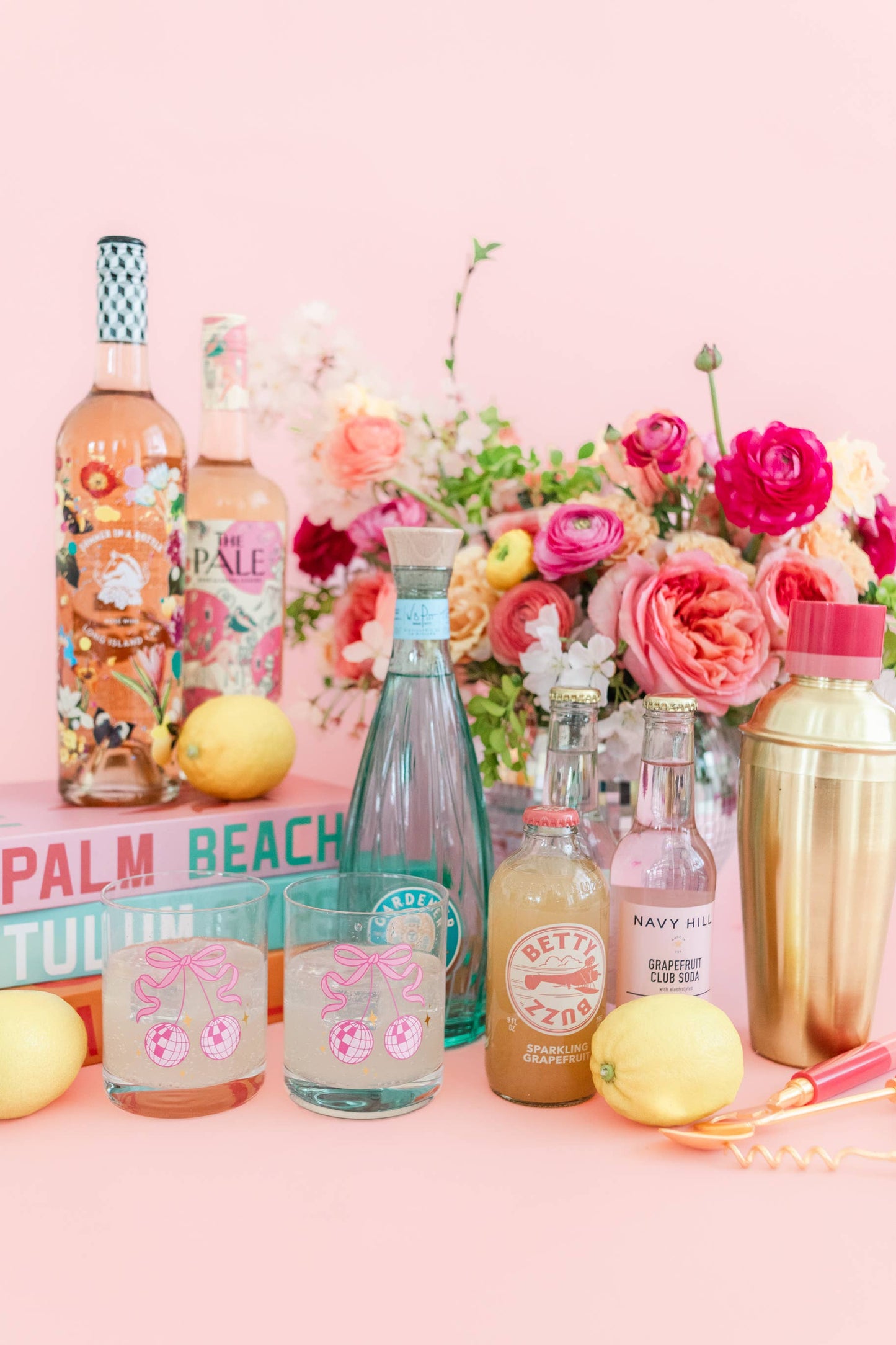 Rock Paper Scissors - One Pink Disco Ball Cherries Cocktail Glass