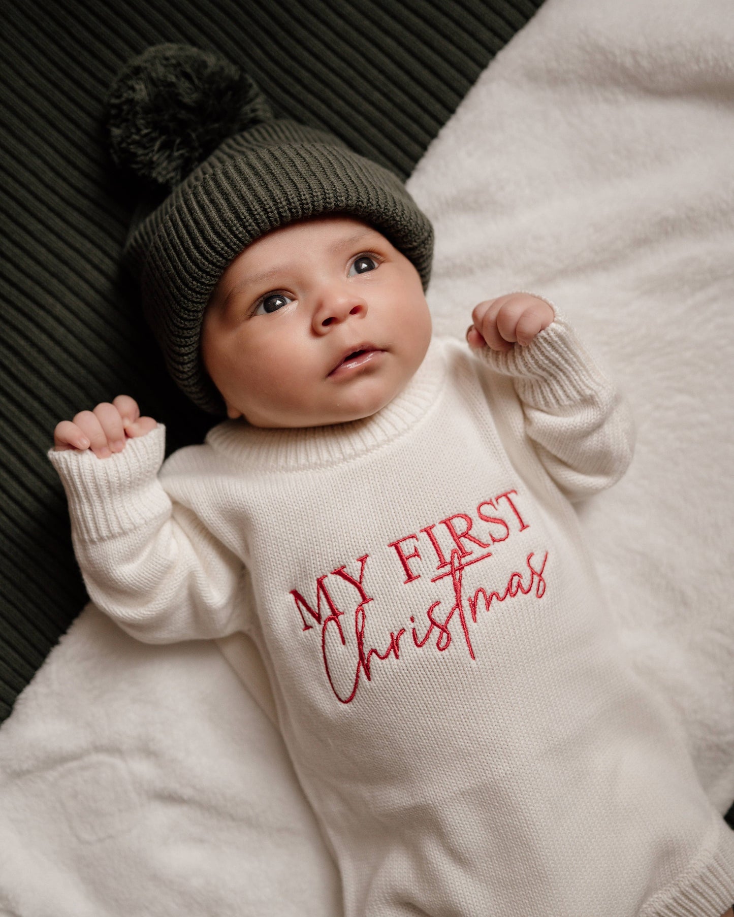Pine Kids - My First Christmas Knit Romper - Cloud