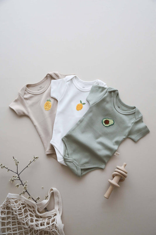 Honey and Hive - Fruit Set 3 Piece Short Sleeve Bodysuits