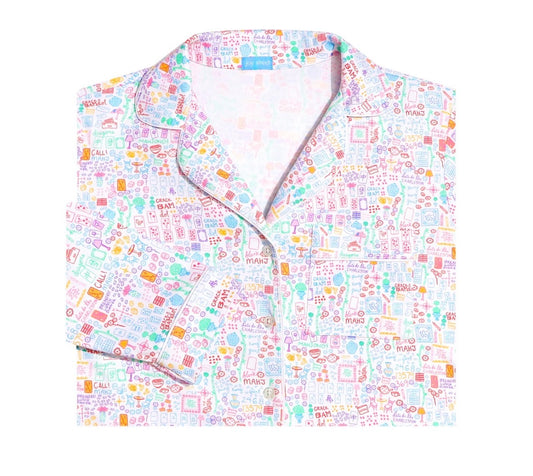 Joy Street - Mahjong Women’s Button Front Long Pajama Set
