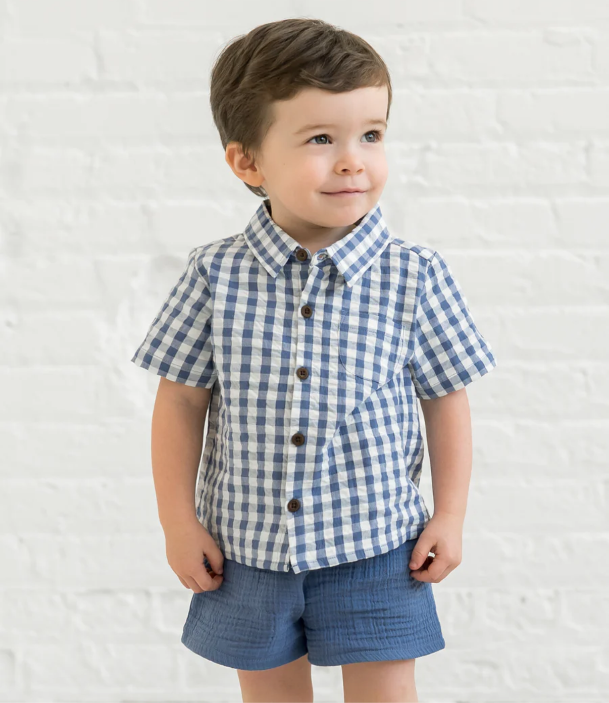 Colored Organics - Landon Seersucker Collared Button Down Shirt - Gingham