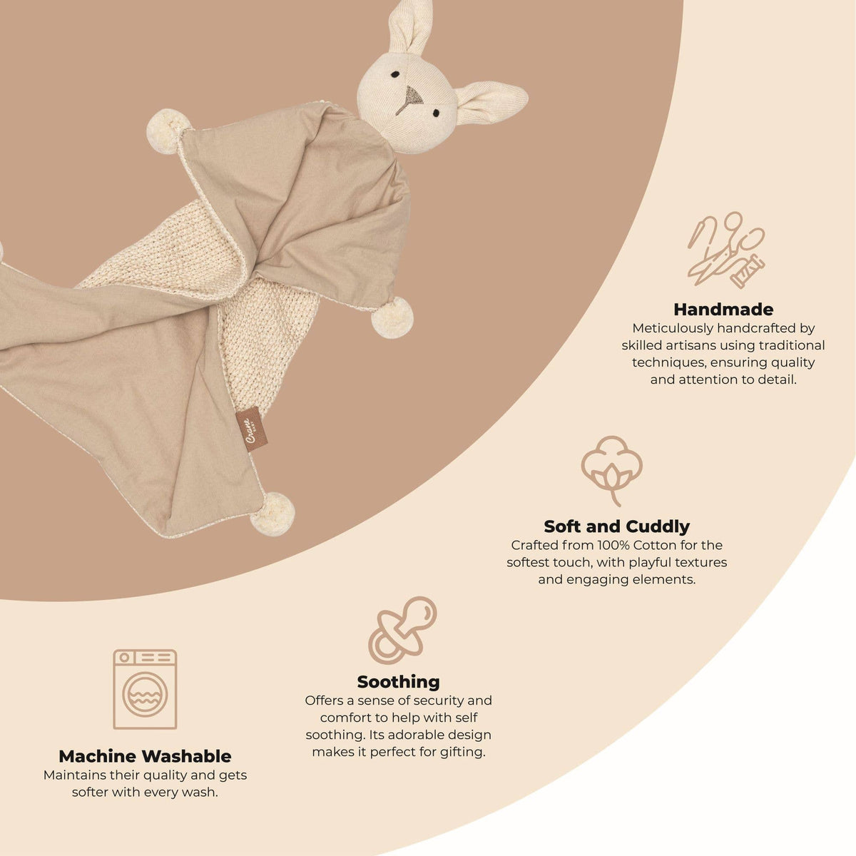 Crane Baby - Avery Organic Baby Lovey Blanket (Ollie The Bunny)