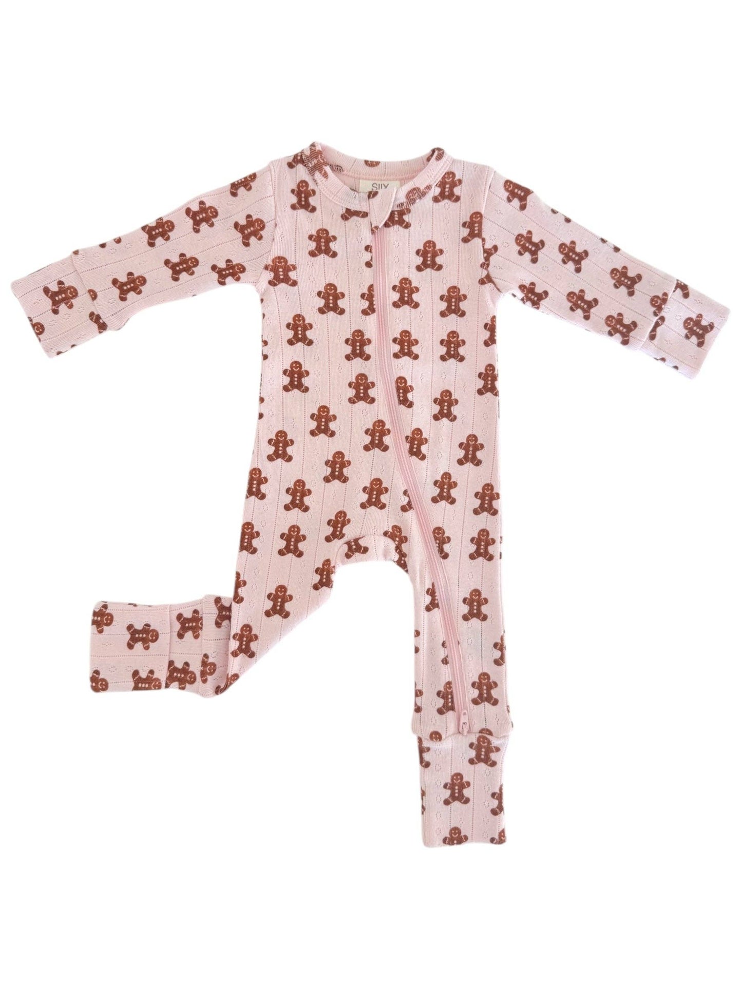 SIIX Collection - Blush Gingerbread / Organic Pointelle 2-Way Zip Romper