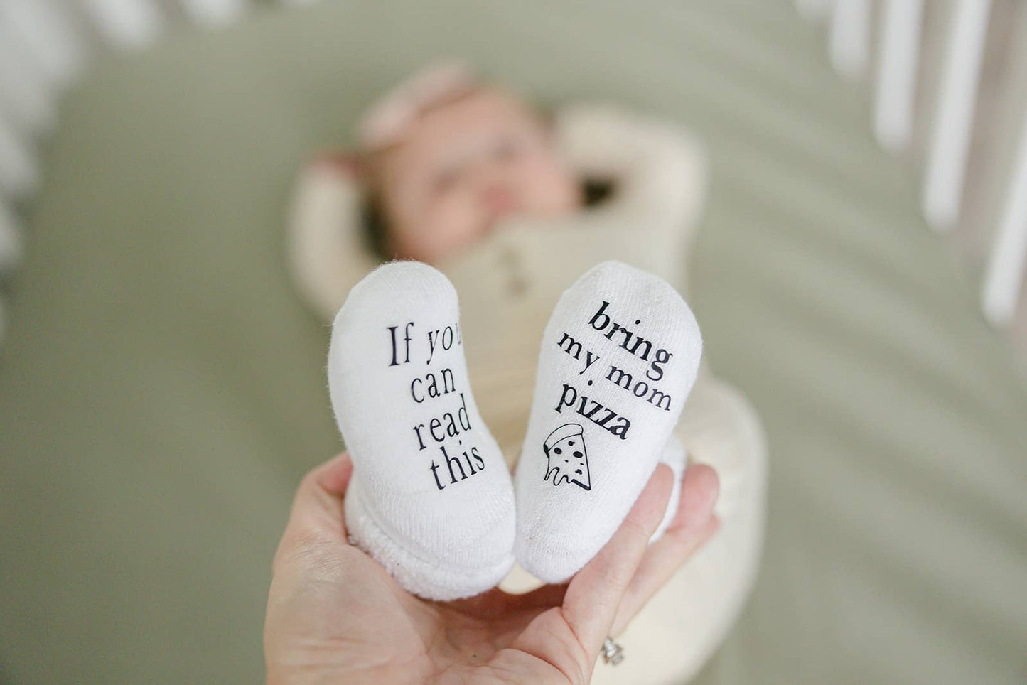 Dorothy’s Reason - Bring My Mom Pizza Baby Socks | Gender Neutral Baby Items