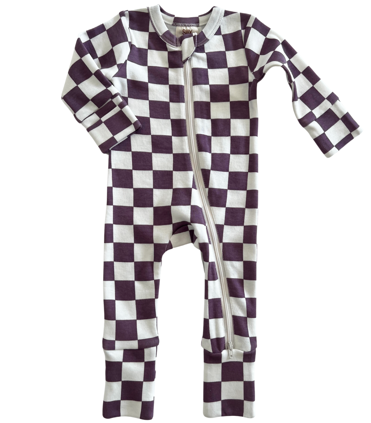 SIIX Collection - Berry Cheesecake Checkerboard / Organic 2-Way Zip Romper