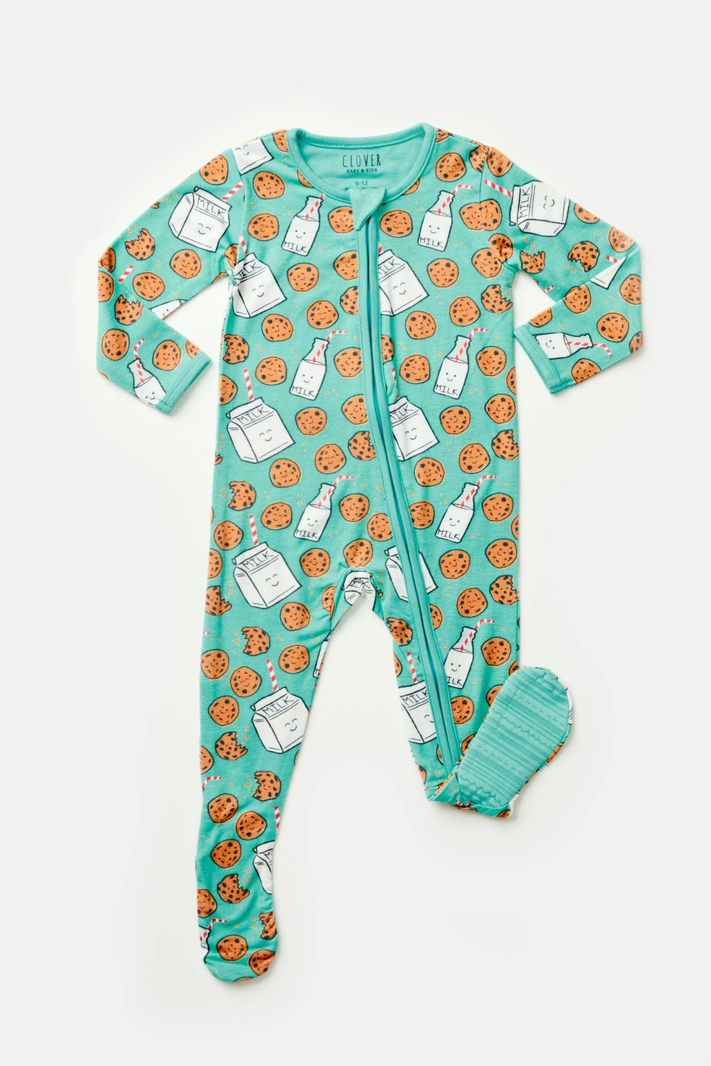 Clover Baby & Kids - Soft & Stretchy Zipper Footie - Milk and Cookies