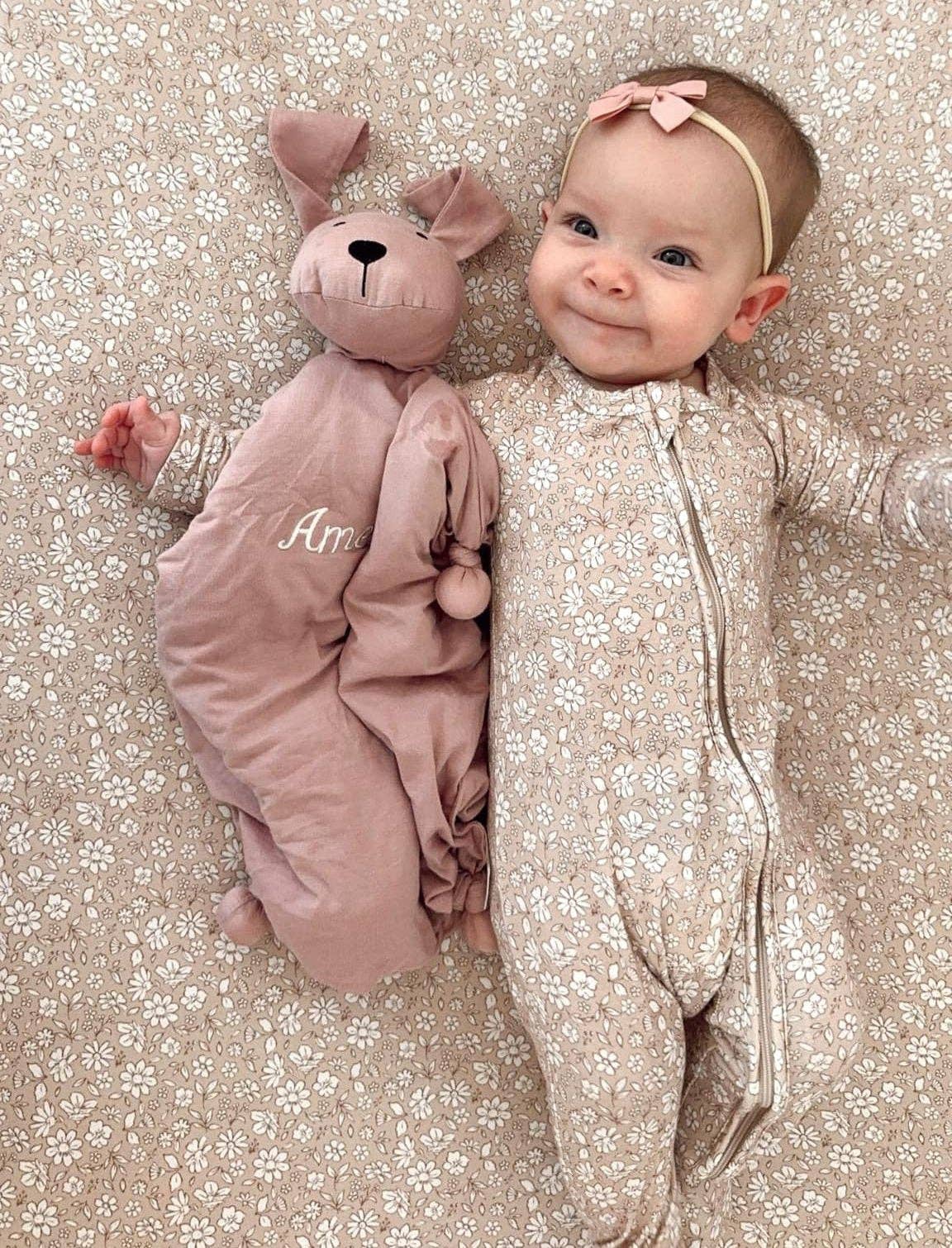 Little Joy Co. - Cozy Bamboo Puppy Lovey Blanket - Baby Security Blanket Dog