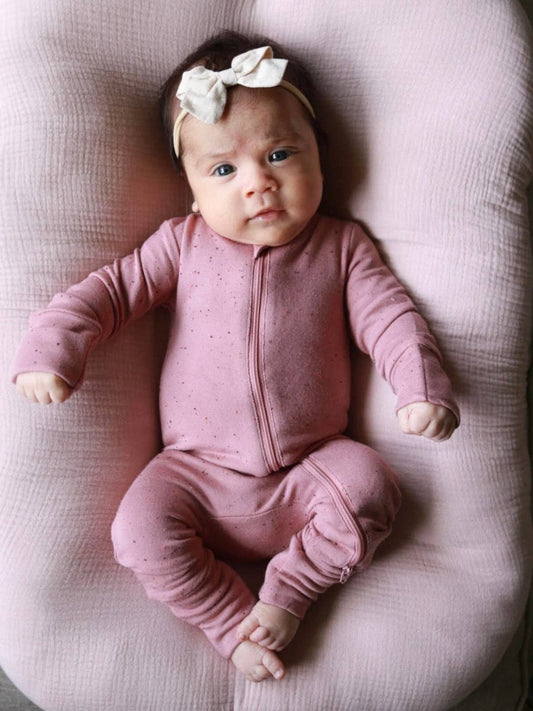 SIIX Collection - Mauve Speckle / 2-Way Zip Romper