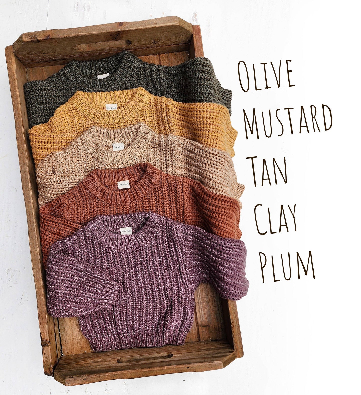 OLIVE & CRADLE - KIDS Chunky Knit Braided Sweater Cotton