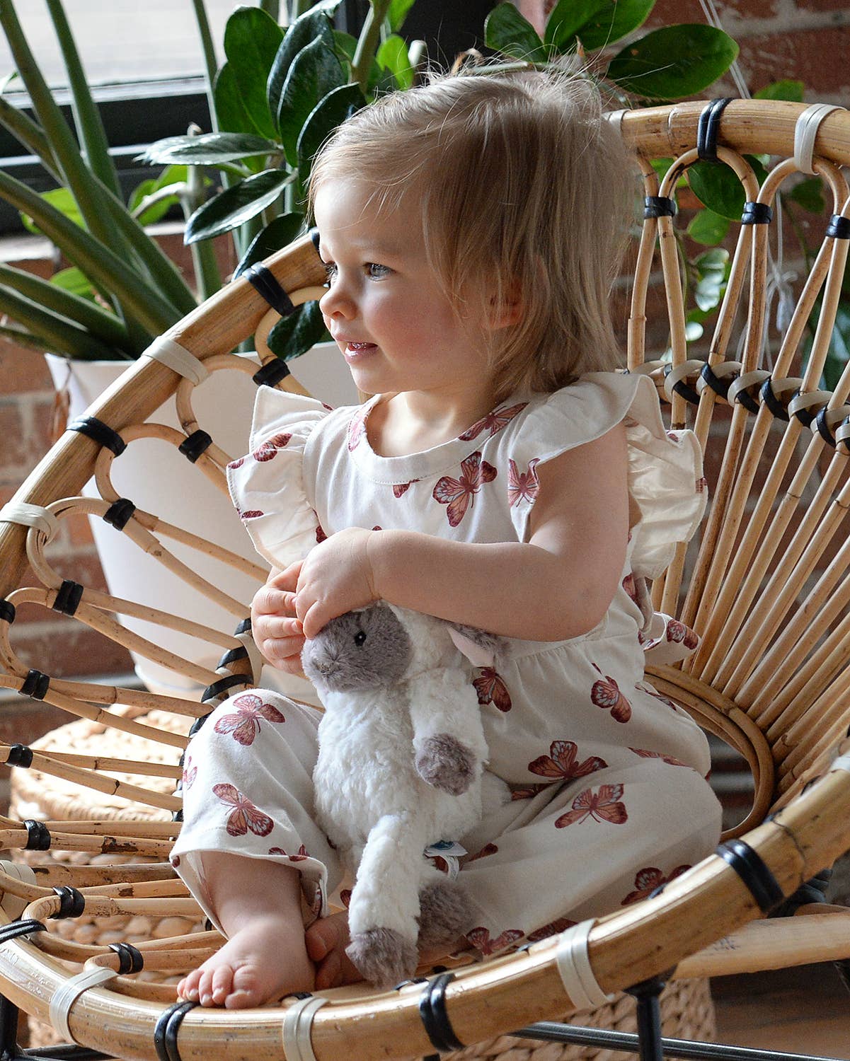 City Mouse Studio - Baby Spring Flutter Long Romper- Butterflies