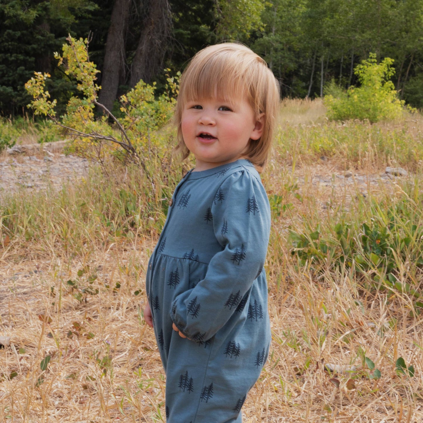 City Mouse Studio - Henley Long Leg Romper- Twilight Forest