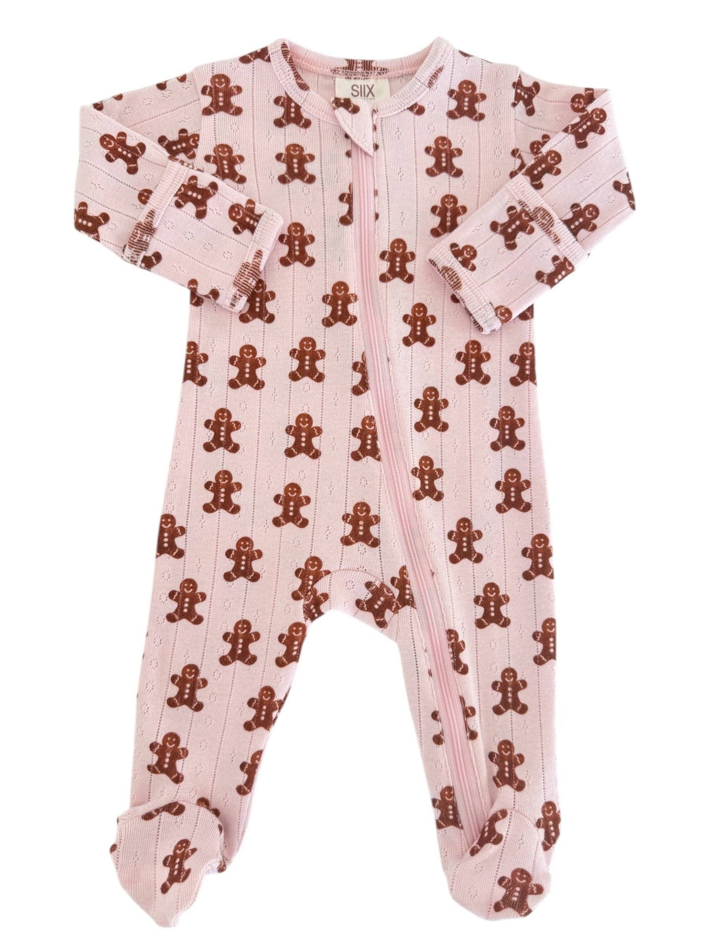 SIIX Collection - Blush Gingerbread / Organic Pointelle 2-Way Zip Footie