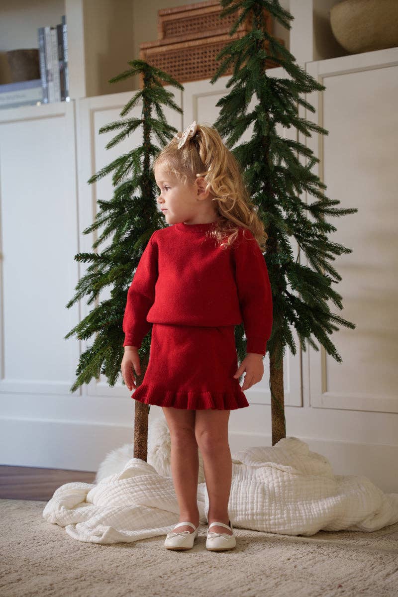 Atlas Grey - Knit Ruffle Skirt Set