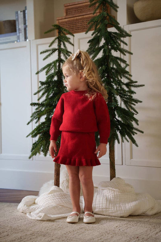 Atlas Grey - Knit Ruffle Skirt Set