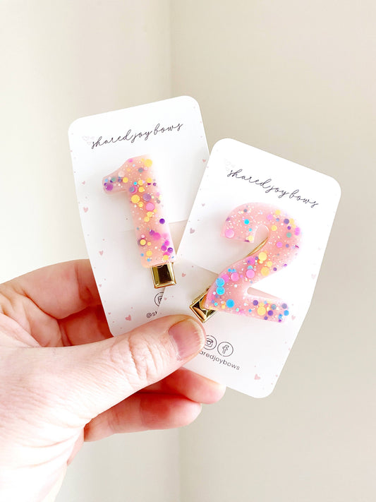 Shared Joy Bows - Birthday Number Hair Clips