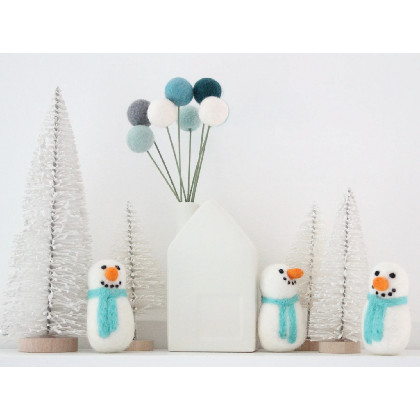 Sheep Farm Felt - One Felt Snowman with Blue Scarf