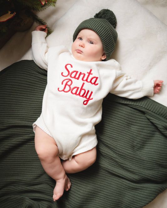 Pine Kids - Santa Baby Knit Romper - Cloud