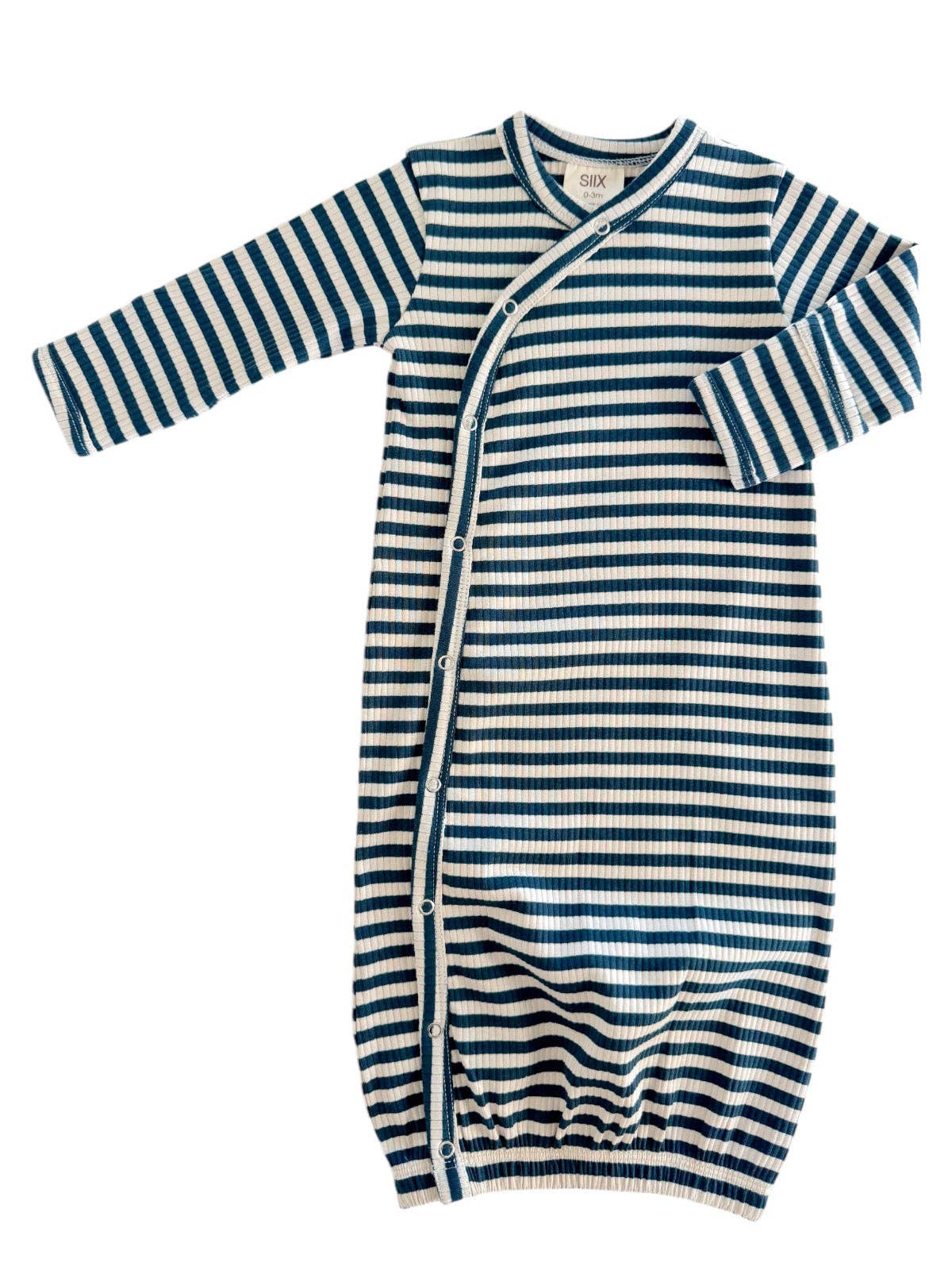 SIIX Collection - Steel Blue Stripe / Organic Ribbed Gown
