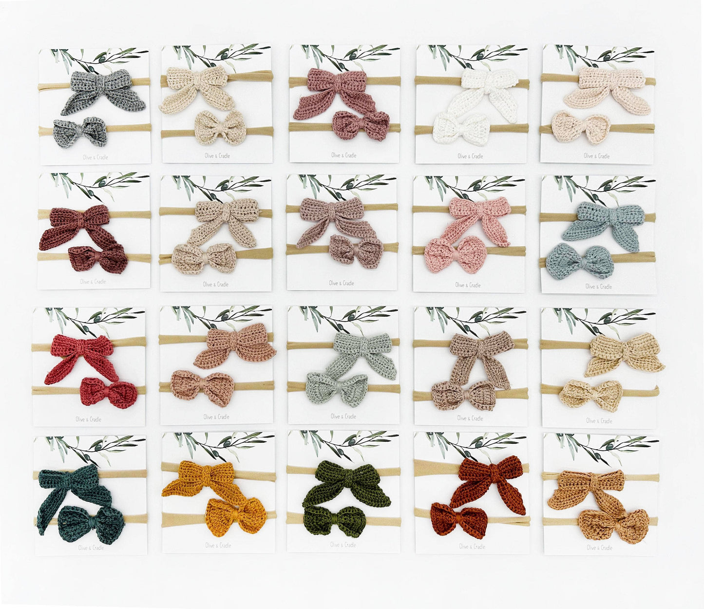 OLIVE & CRADLE - Crochet headband bow 2pc