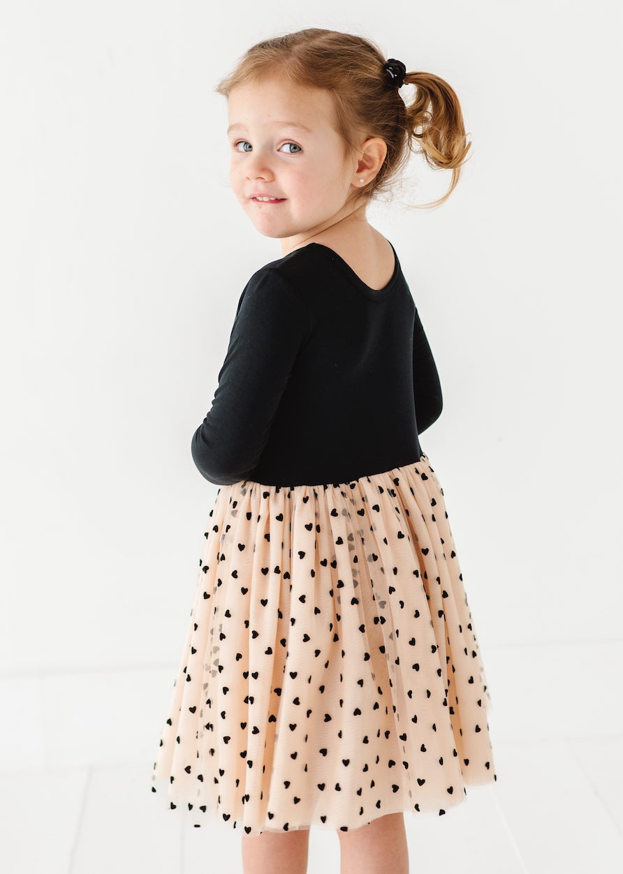 Bird & Bean® - Kids Velvet Heart Dress - Girls Tulle Holiday Dress - Margot