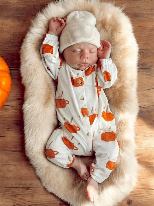 SIIX Collection - Pumpkin Mug / Organic Long Sleeve Bay Jumpsuit