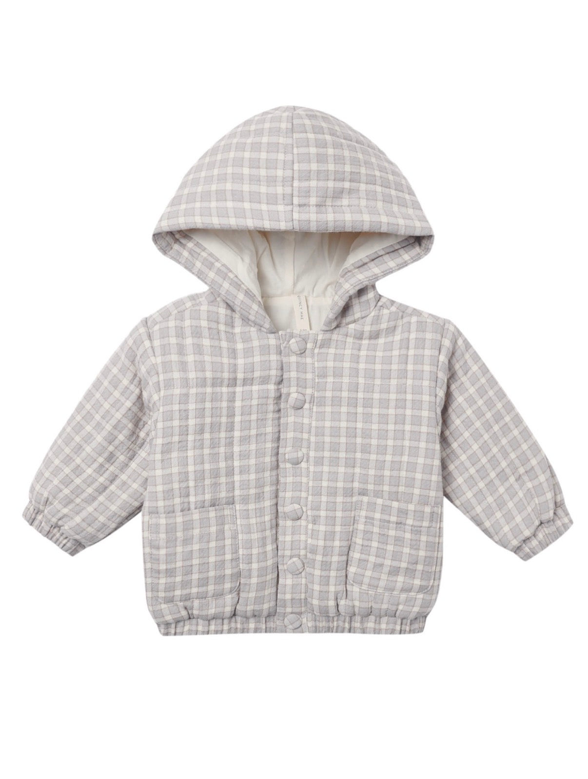 Quincy Mae - Hooded Woven Jacket - Blue Gingham