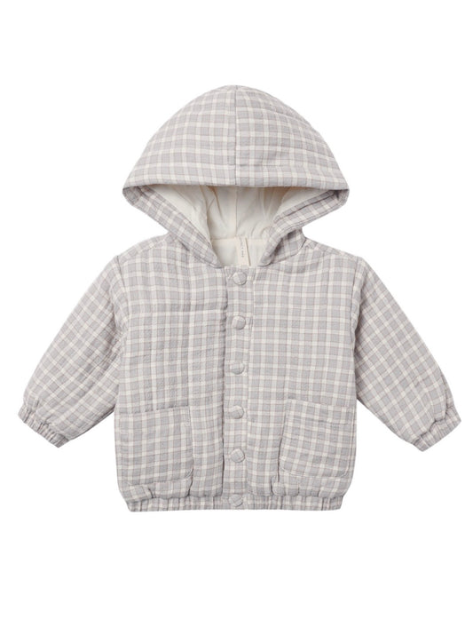Quincy Mae - Hooded Woven Jacket - Blue Gingham