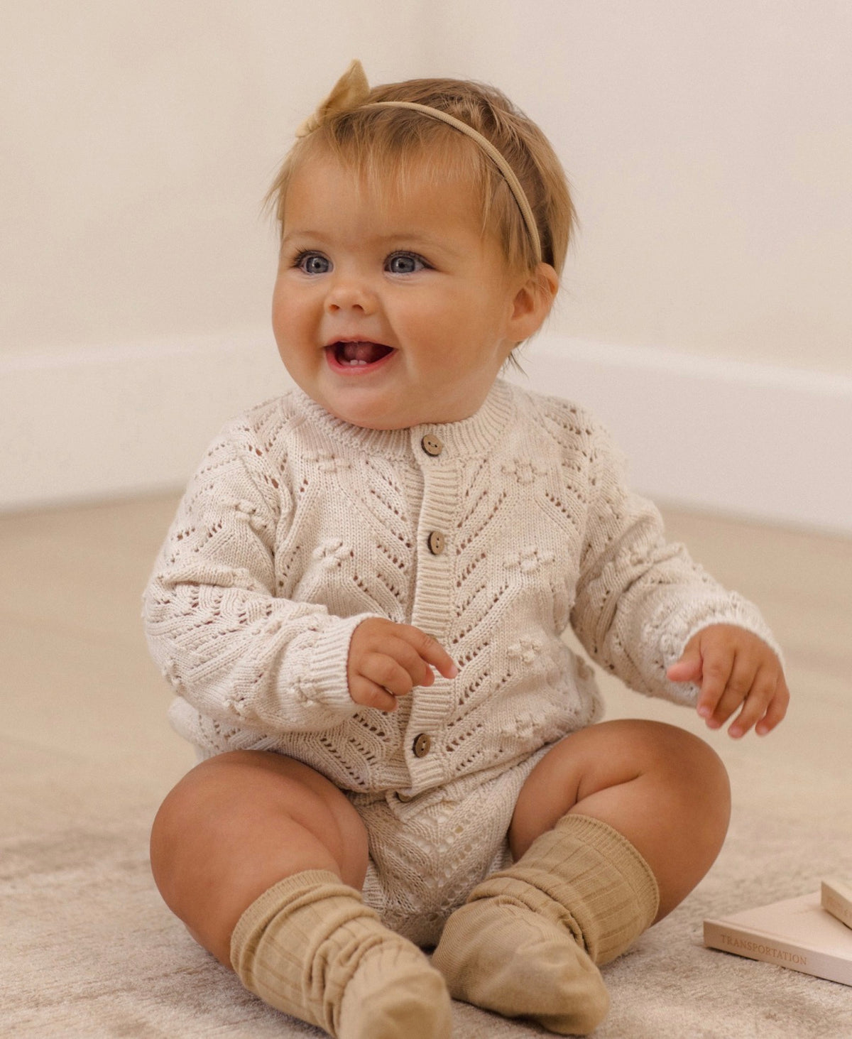 Quincy Mae - Knit Cardigan- Heathered Oatmeal
