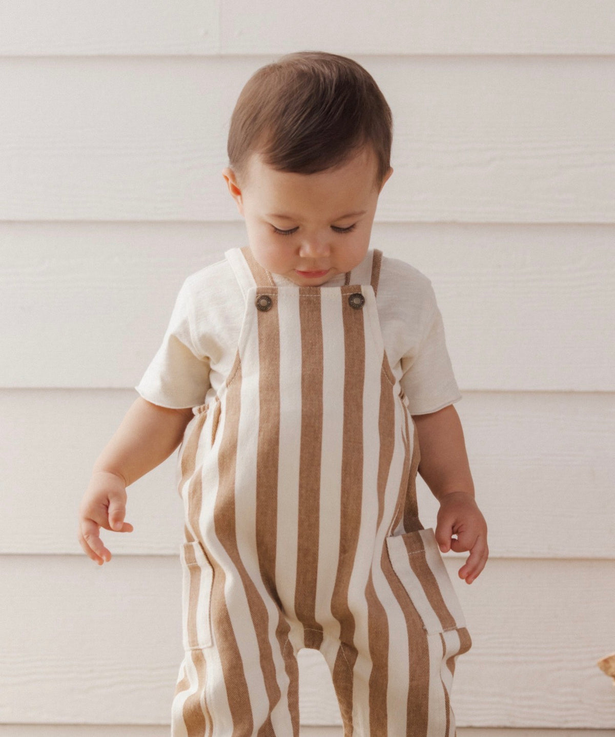 Rylee + Cru - Cargo Baby Overall - Fawn Pinstripe