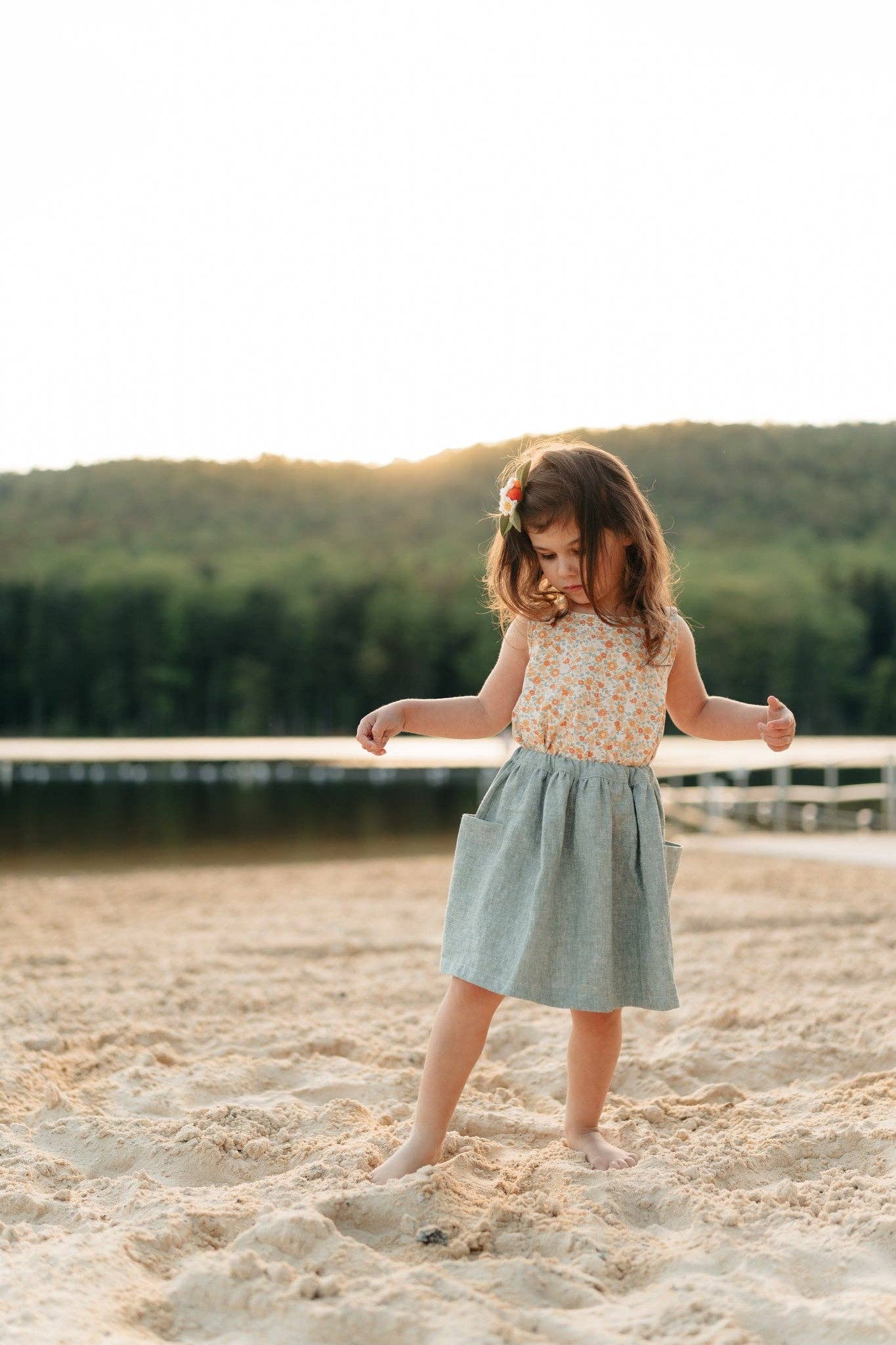 Tate & Adele - Rory Skirt with large side seam pockets and elastic waist