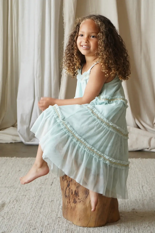 Lepela - Wisteria | Embellished Tulle Frill Dress | Cyan