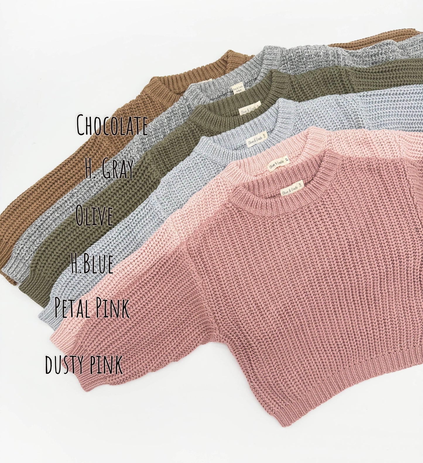 OLIVE & CRADLE - KIDS Chunky Knit Braided Sweater Cotton