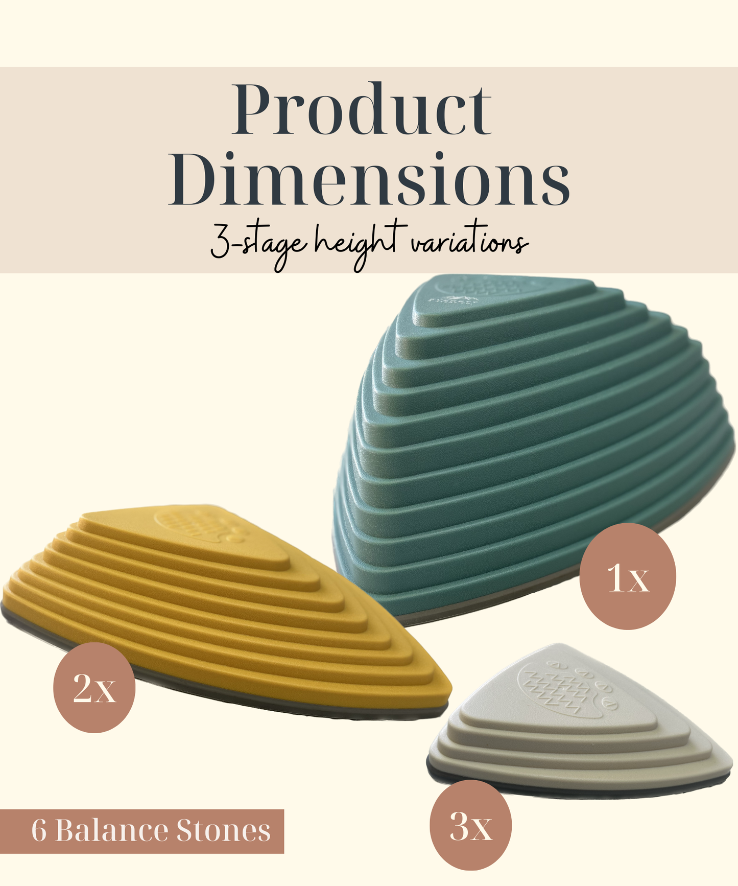 Everett & Avery Co. - Everett & Avery Co. Sensory Stepping Stones for Kids (Set of 6 Premium Balance Stones for Obstacle Courses)