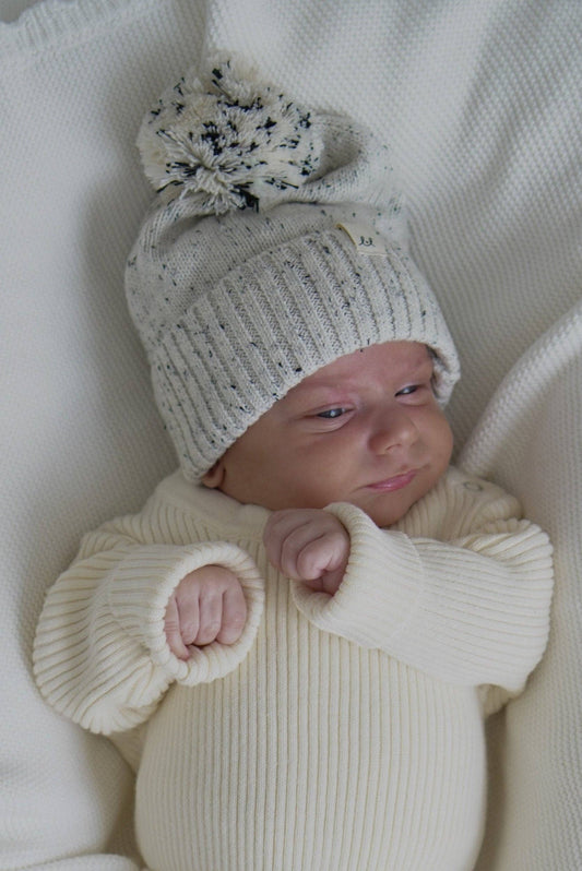 Luna + Luca - Luna + Luca Pom Beanie - Black Speckle