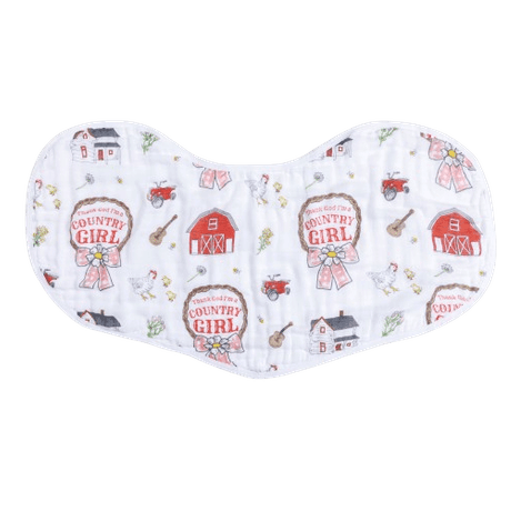Little Hometown - Country Baby Girl Burp Cloth and Bib 2 in 1  Absorbent and Gentle on Newborn Skin