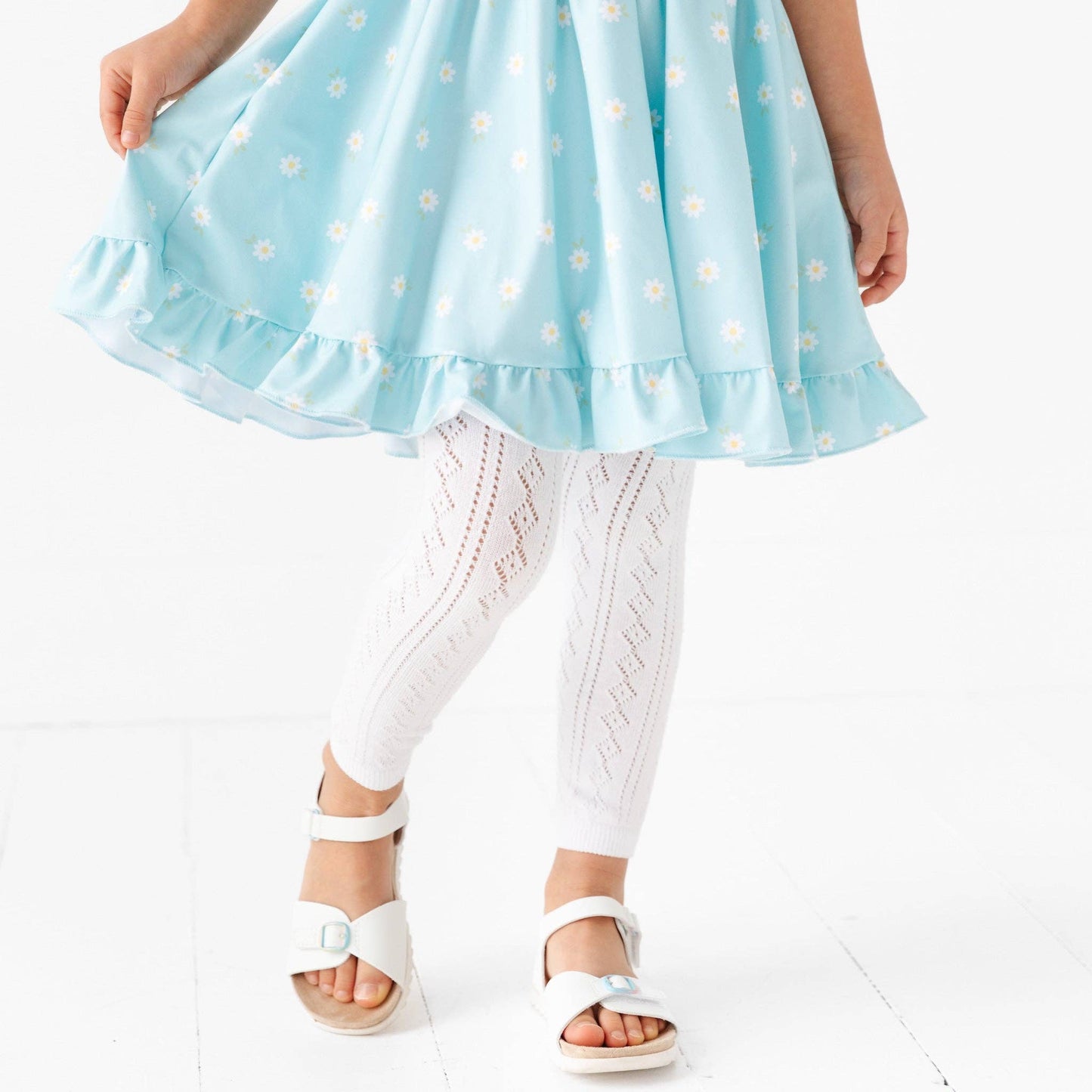Little Stocking Co. - White Fancy Knit Footless Tights