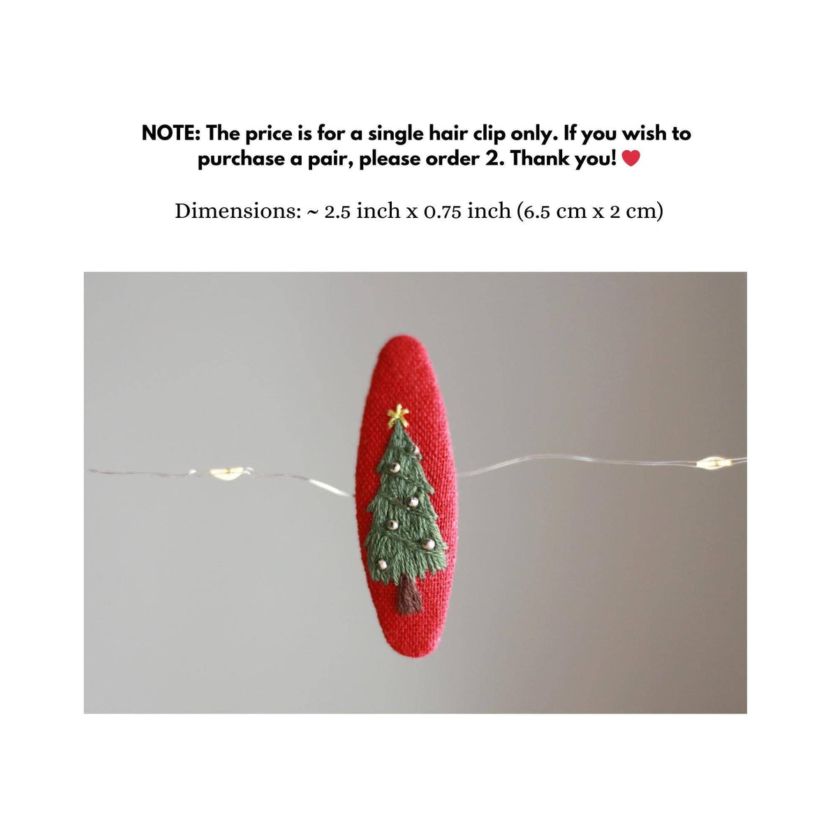 Finer Embroidery - Hand-Embroidered Festive Holiday Hair Clips
