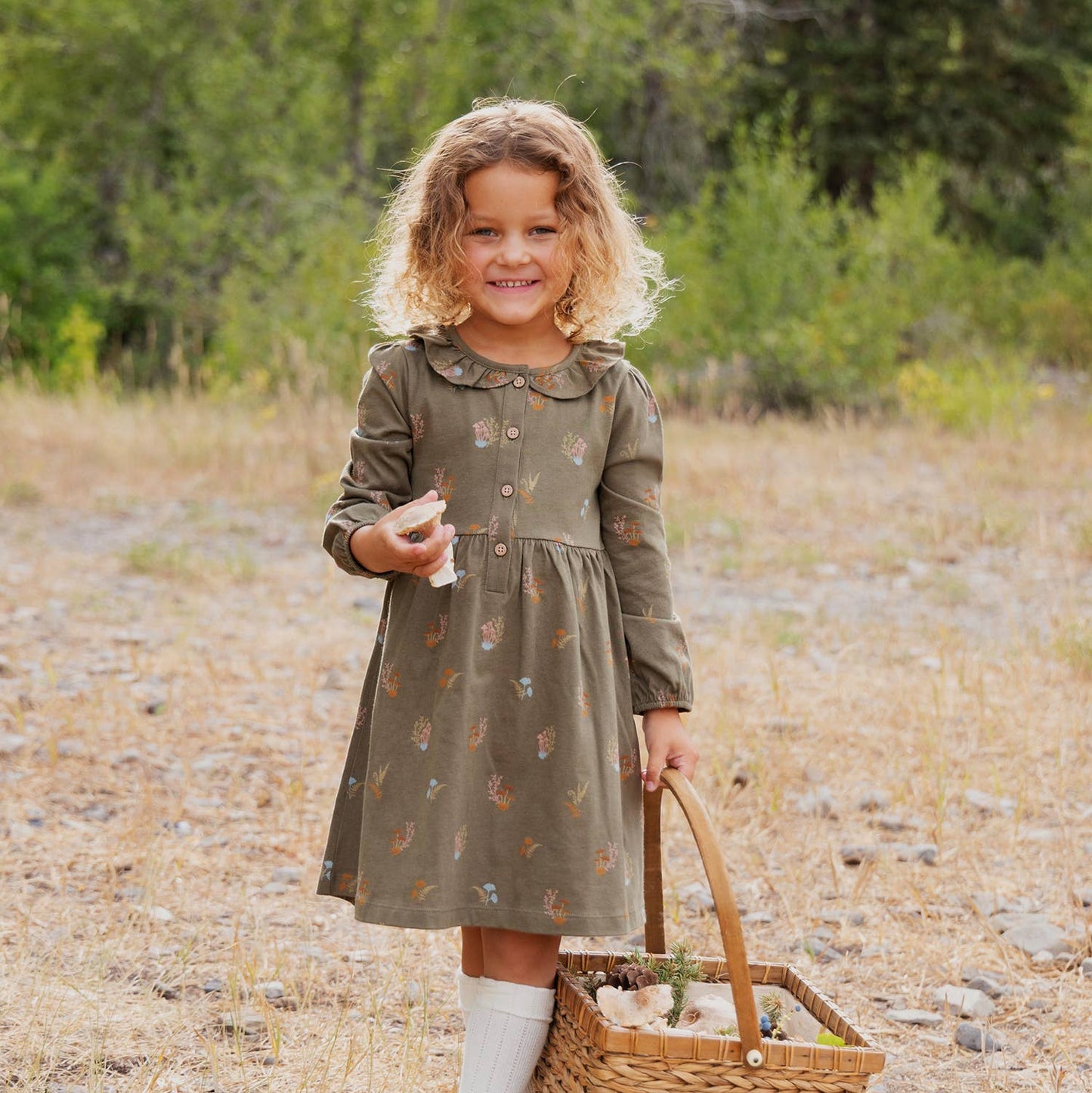 City Mouse Studio - Frill Collar Dress- Lichen Mushrooms