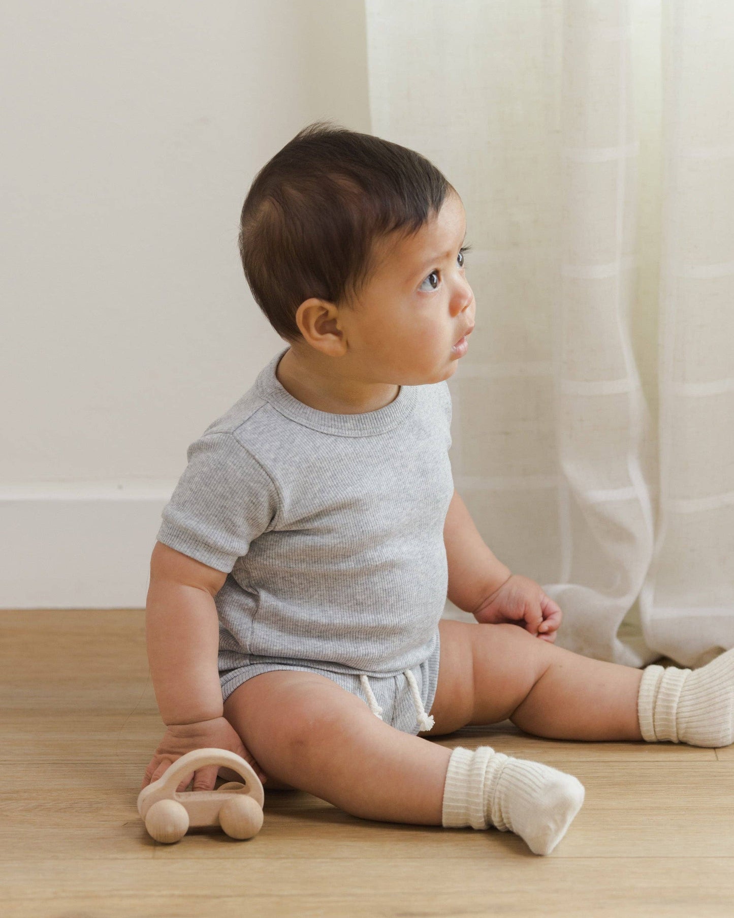 Quincy Mae - Melange Socks || Oatmeal, Rose