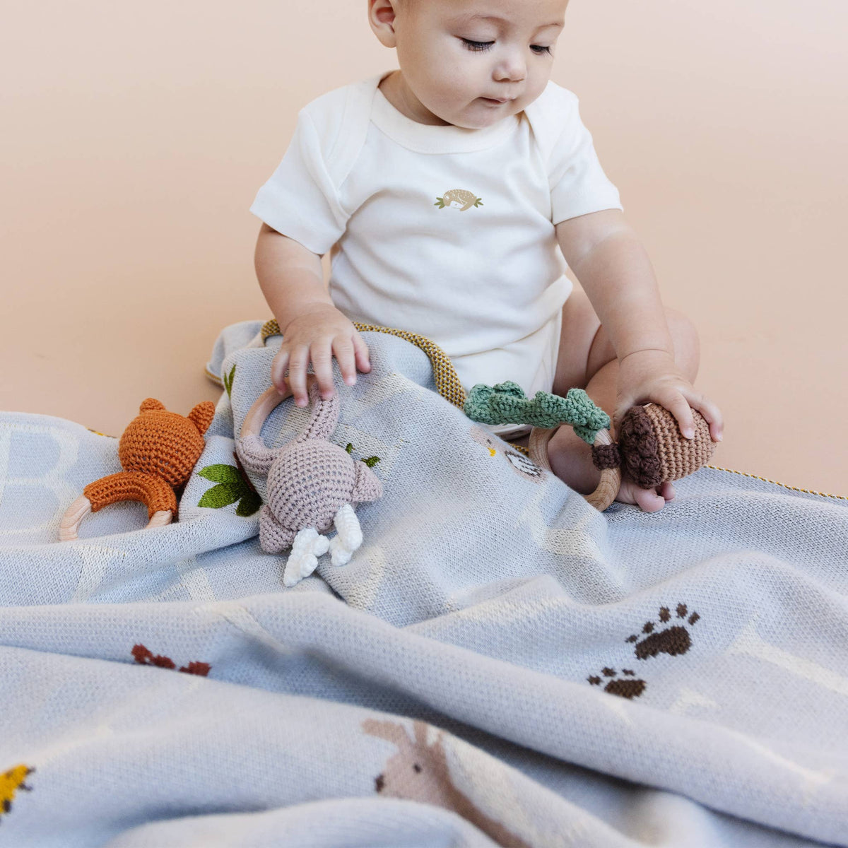 The Blueberry Hill - Teether Deer Crochet Cotton Rattle Baby Gift Christmas